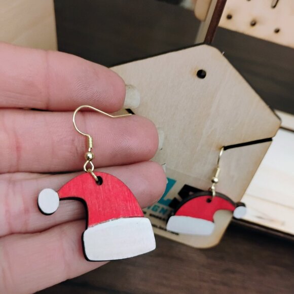 Santa Hat Dangle Earrings - Picture 1 of 3